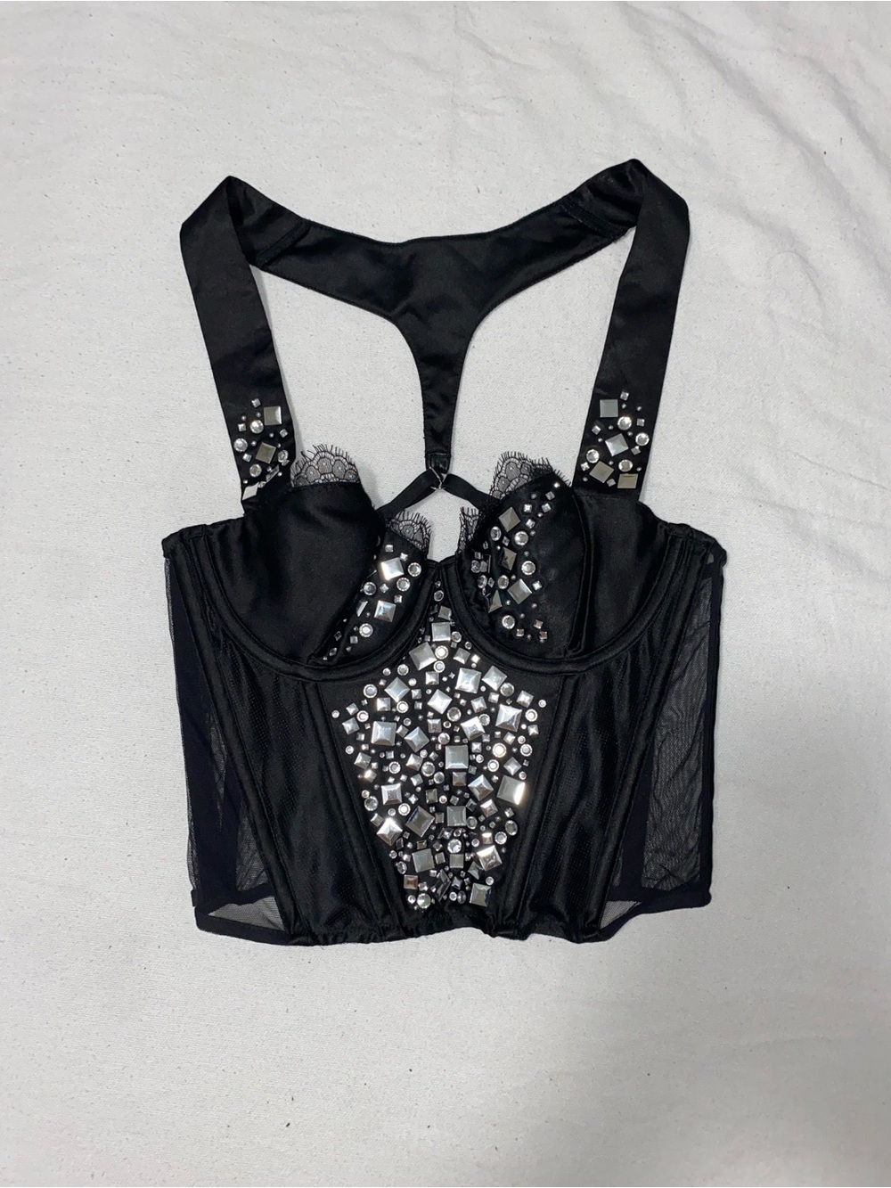 Victoria's Secret Black Embellished Bustier Bra